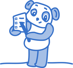 Ilustración de vector de Panda en color azul pastel