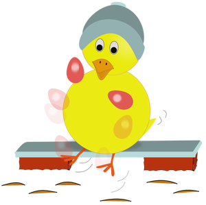 Wielkanocny kurczak żonglerka jaj grafika wektorowa