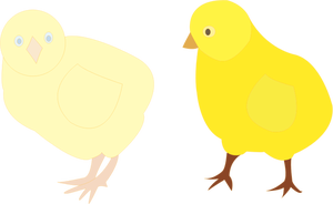 Immagine di vettore di due pulcini in diverse tonalità di giallo