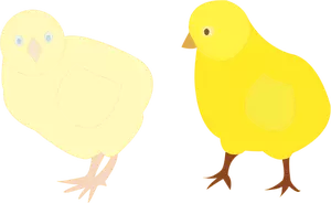 Vector image of two chicks in different shades of yellow