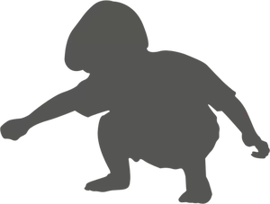 Ilustrasi vektor silhouette anak laki-laki berjongkok