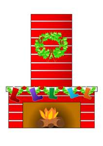 Christmas fireplace vector