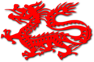 Vector drawing of red Chinese dragon imprint