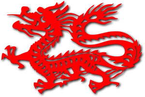 Dessin de l'empreinte rouge dragon chinois vectoriel