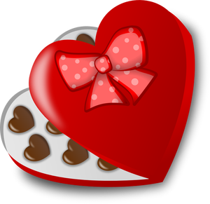 Caja en forma de corazón de chocolates vector illustration