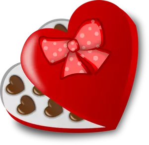Caixa em forma de coração de ilustração vetorial de chocolates
