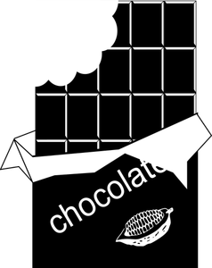 Vector tekening van zwarte en witte chocolade gebeten uit