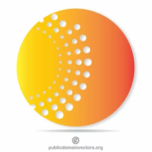 Logotipo circular com pontilhões brancos