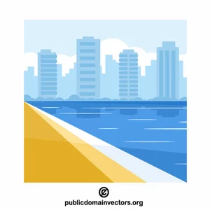 Image clipart vectorielle de plage de la ville