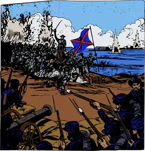 Vektor grafis dari adegan pertempuran besar perang sipil
