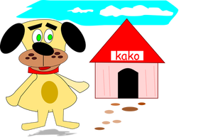 Cartoon dog and house