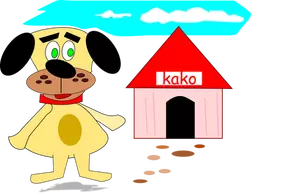 Cartoon Hund und das Haus