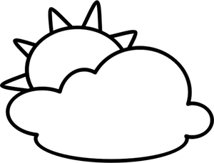 Simbolo di contorno per illustrazione vettoriale cielo parzialmente nuvoloso
