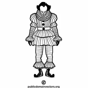 Clown black and white vector clip art
