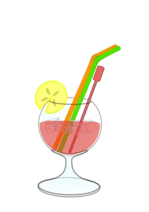 Vektoripiirros cocktailista lasissa