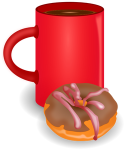 Coffee and doughnut vector drawing
