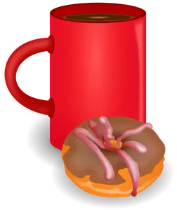 Coffee and doughnut vector drawing