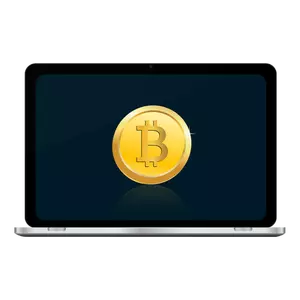 Bitcoin auf Laptop-Bildschirm-Vektor-illustration