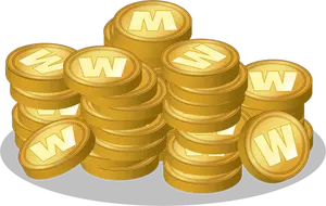 İstif W logosu ile altın sikke vektör görüntü