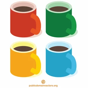 Çeşitli renklerde kahve fincanları