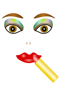 Drawing of make-up on woman's face