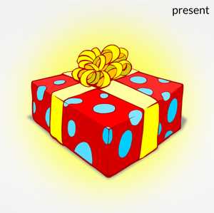 Christmas present with gold ribbon vector illustration