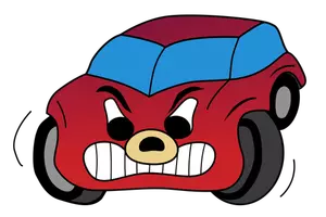 Desenho vectorial em quadrinhos do carro vermelho de raiva