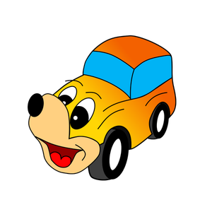 Comic yellow car vector illustration