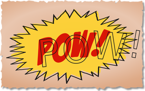 Vintage comic POW sound effect with overlay writing