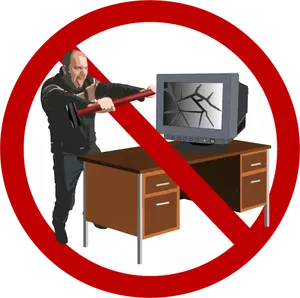 Computer woede verboden teken vector illustratie