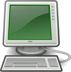 Image vectorielle de poney vert ordinateur de bureau