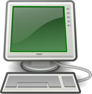Immagine vettoriale di pony verde computer desktop