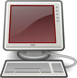 Immagine vettoriale di pony rosso computer desktop