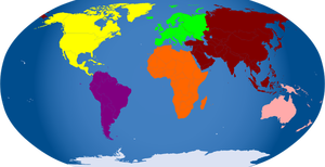 Kolorowe mapy świata ilustracji wektorowych