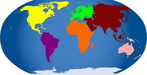 Värillinen kartta maailman vektorikuvasta