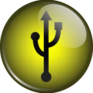 Vector image of button with USB sign on it