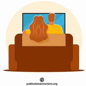 Pria dan wanita menonton TV