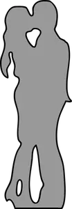 Wizerunek sylwetka szary młoda para całuje