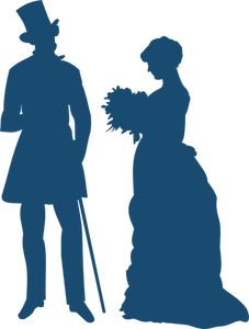 Immagine vettoriale di coppia vecchio stile silhouette