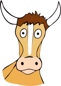 Vector drawing of staring brown cow