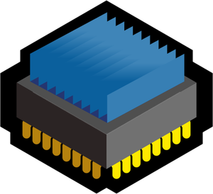 Gambar vektor ikon CPU 3D biru