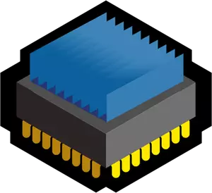 Vektorbild av blå 3D CPU ikonen