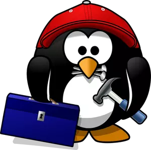 Vector clip art of penguin repairman