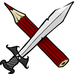 Pedang dan pensil gambar vektor