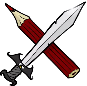 Sword and pencil vector drawing