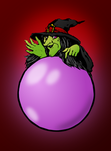 Vrăjitoare cu mingea de cristal roz ilustraţie vectorială
