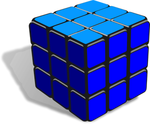 Rubik cub albastru de desen vector
