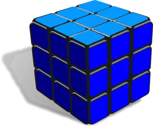 Rubik kubus biru gambar vektor