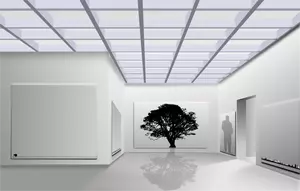 Illustratie van kubieke boom in een kantorencomplex