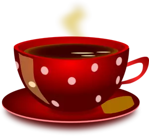 Czerwona herbata wypryskami filiżanka z talerzykiem i cookie clip art wektor
